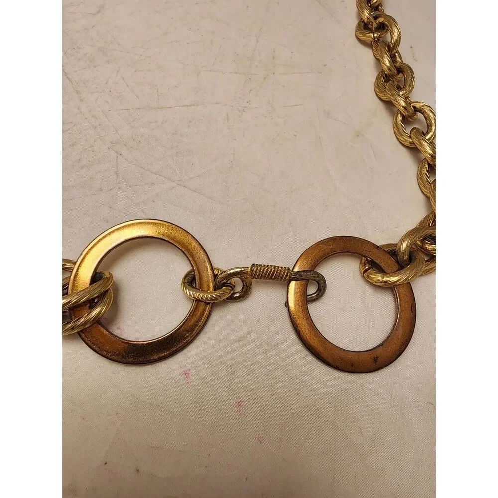 #7632 Goldtone Chain link belt with circles 36 inch Adjustable